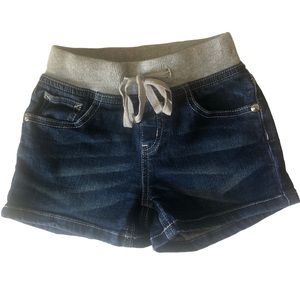 Justice Girls Pull On SLIM Denim Shorts Elastic Knit Waist
